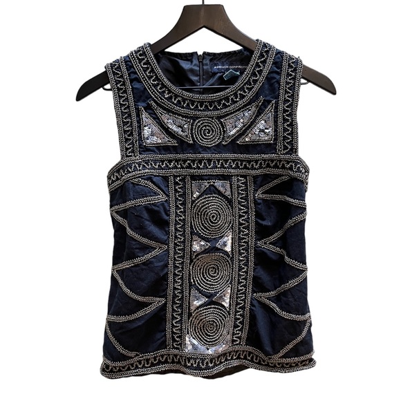 French Connection beaded size 6 top - Picture 1 of 13